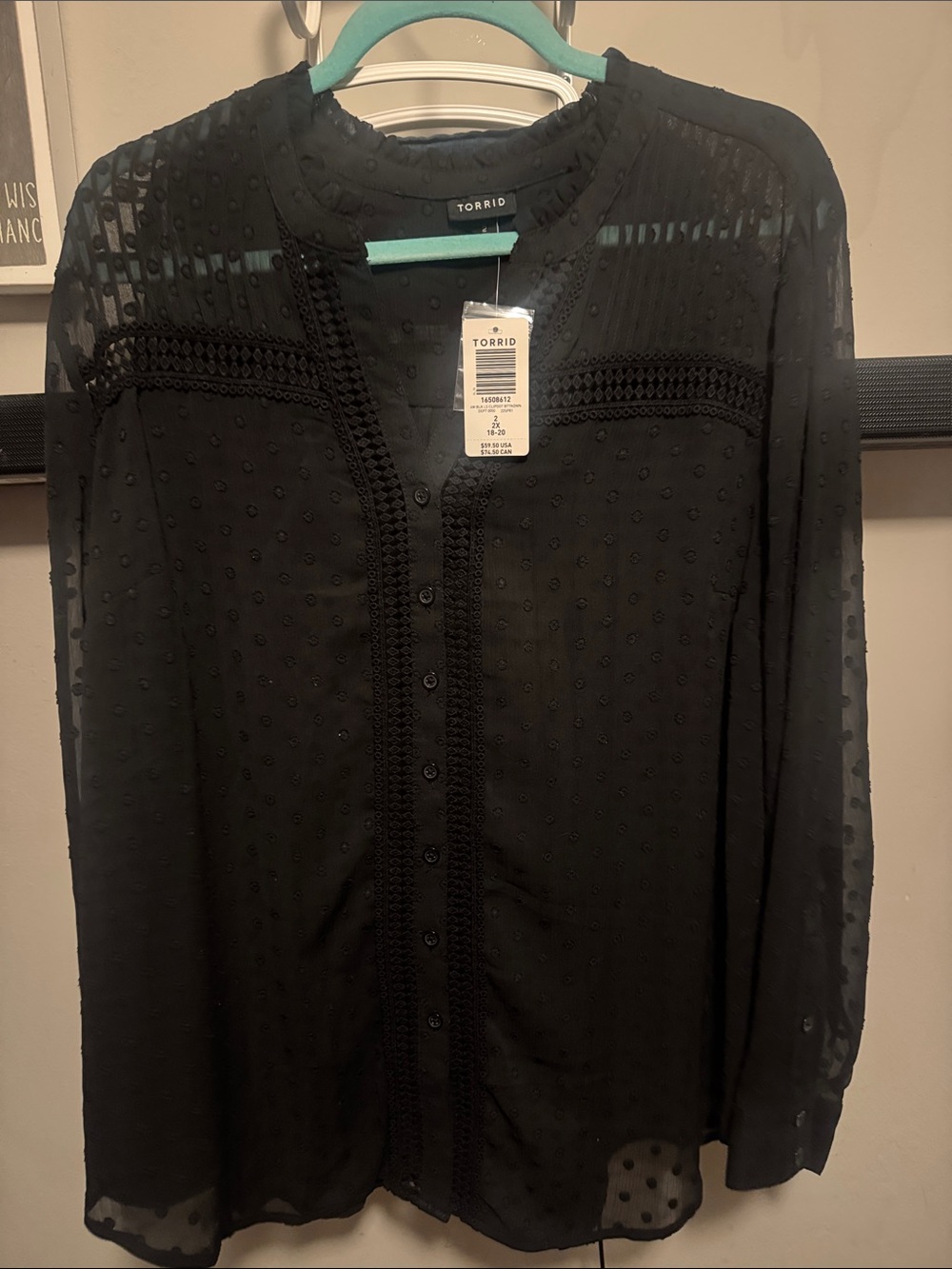 torrid Black Swiss Dot Sheer Button-Down Blouse